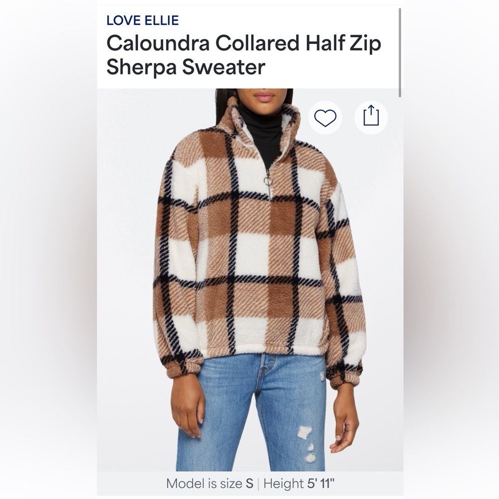Love Ellie Caloundra Stitch Fix Collared Half Zip Sherpa Sweater